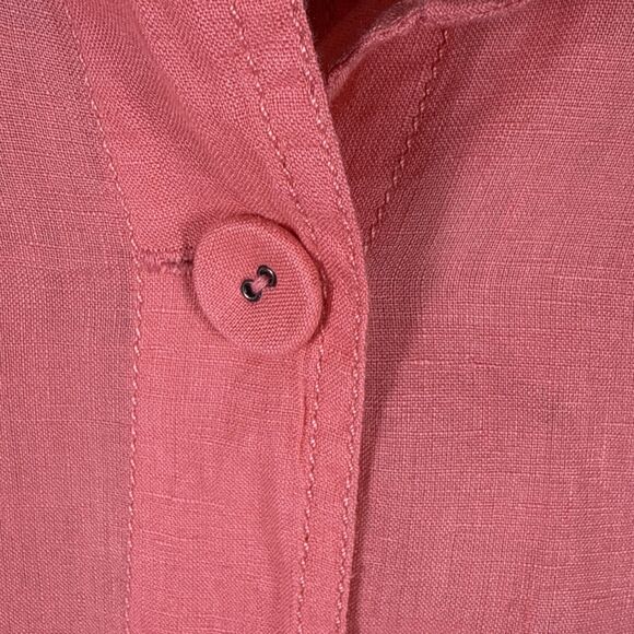 EILEEN FISHER 100% IRISH LINEN CINCH TIE BACK LIGHT WEIGHT CORAL JACKET SIZE S - Picture 4 of 6